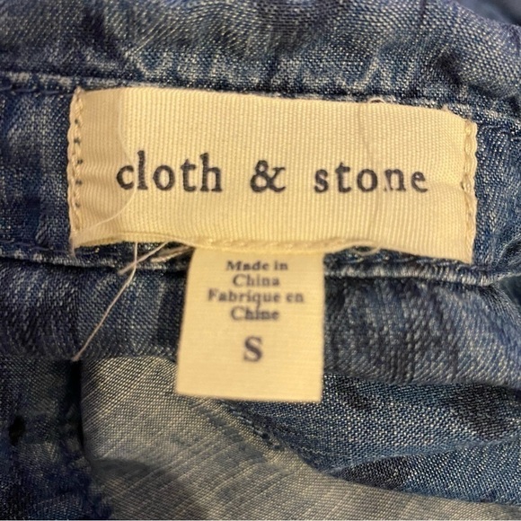 Cloth & Stone Anthropologie Tribal Chambray Seamed Two-Pocket Shirt Blue S - Picture 3 of 4
